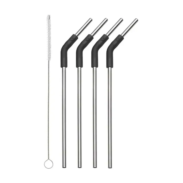 s-well-stainless-steel-straw-set-4-straws-with-flexi-neck-and-cleaning-brush-bpa image 1
