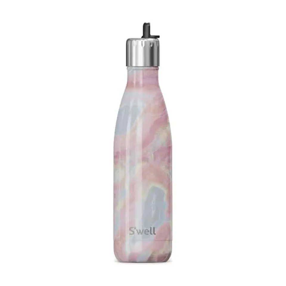 s-well-stainless-steel-water-bottle-with-flip-straw-cap-17oz-geode-rose image 1