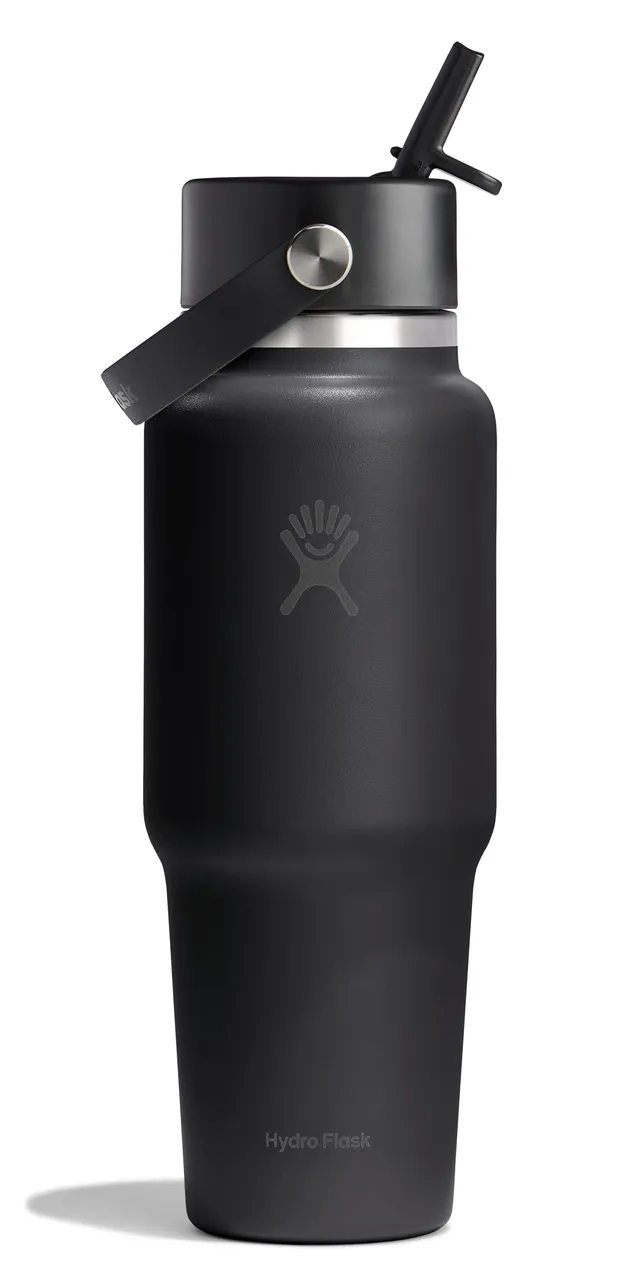 hydro-flask-32oz-wide-mouth-flex-straw-bottle-tonal-black-cupholder-compatible image 1