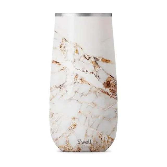 s-well-stainless-steel-champagne-flute-6oz-calacatta-gold-triple-layered-vacuum- image 1