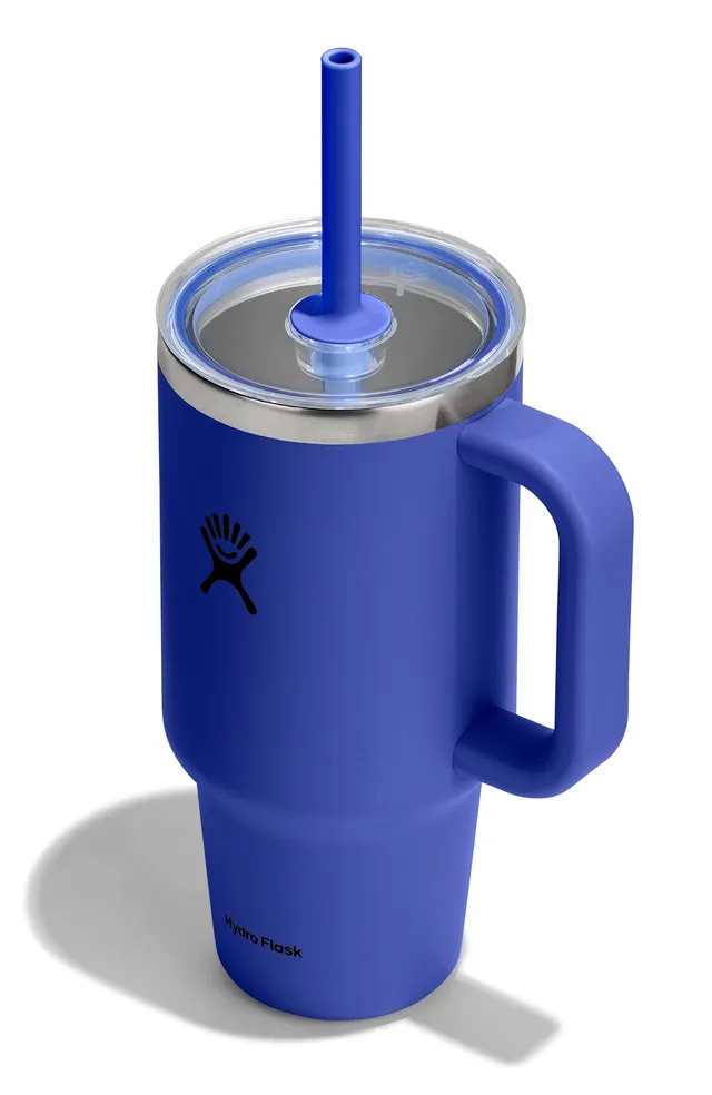 hydro-flask-travel-tumbler-with-handle-clear-lid-and-straw-32-oz-insulated-stain image 1