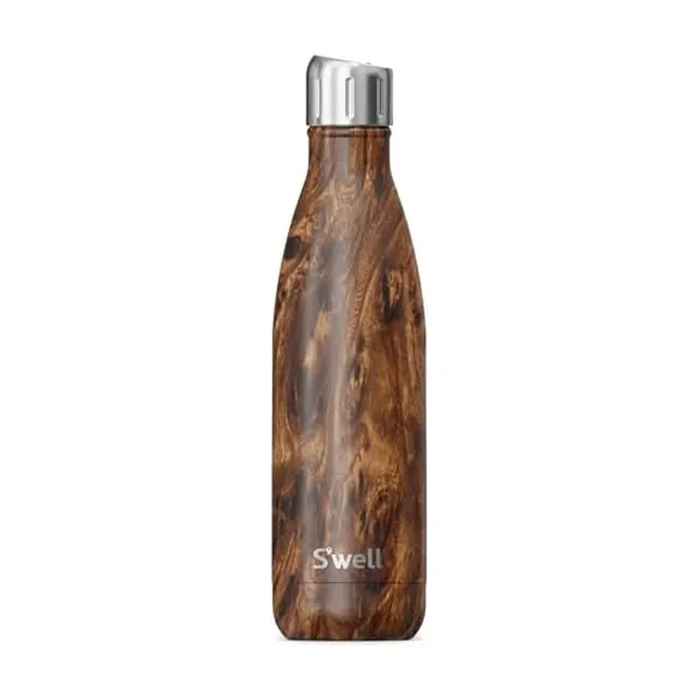 s-well-stainless-steel-water-bottle-with-sports-cap-17oz-teakwood-triple-layered image 1