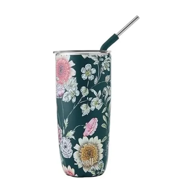 s-well-24-oz-stainless-steel-tumbler-with-straw-slide-open-lid-midnight-botanica image 1