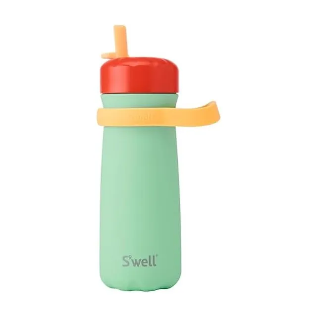 s-well-kids-traveler-16oz-stainless-steel-water-bottle-with-flip-straw-lid-sprin image 1