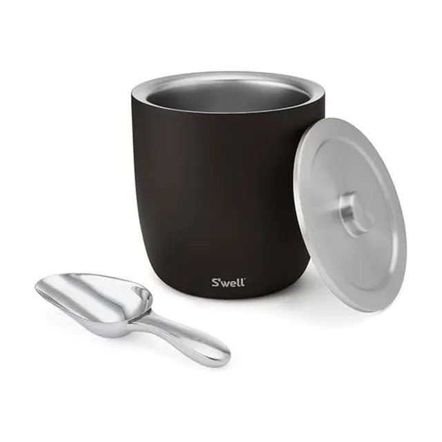 s-well-stainless-steel-ice-bucket-xl-100oz-onyx-with-lid-and-scoop-vacuum-insula image 1