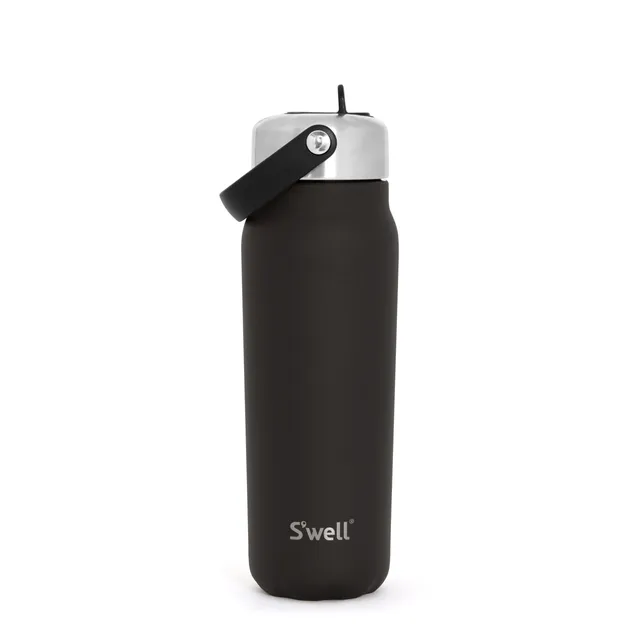 s-well-explorer-recycled-stainless-steel-bottle-with-flip-straw-lid-700ml-black- image 1