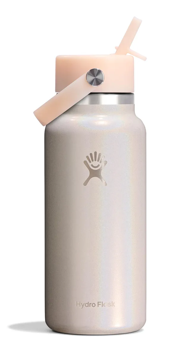 hydro-flask-24-oz-wide-mouth-bottle-with-flex-straw-cap-glimmer-cream-insulated- image 1