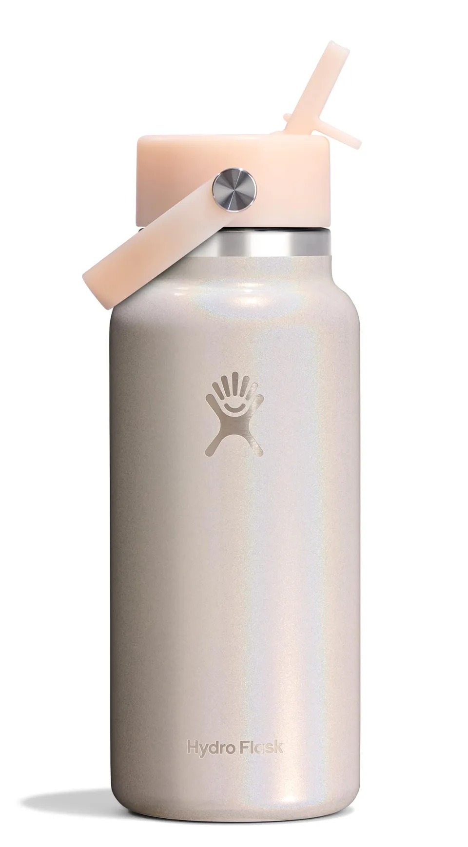 hydro-flask-24-oz-wide-mouth-bottle-with-flex-straw-cap-glimmer-cream-insulated- image 1