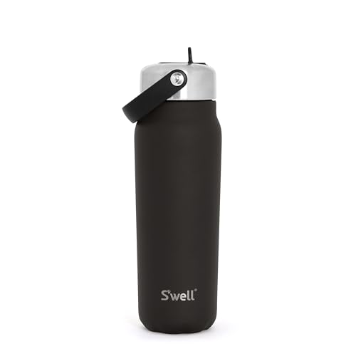 s-well-explorer-recycled-stainless-steel-bottle-with-flip-straw-lid-700ml-black- image 2