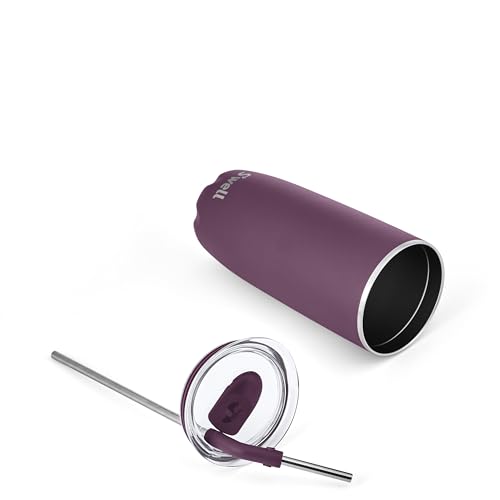 s-well-stainless-steel-tumbler-with-straw-and-slide-open-lid-24-oz-plum-triple-l image 8
