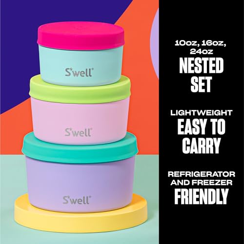 s-well-stainless-steel-food-canister-set-of-three-10oz-16oz-24oz-pastel-paradise image 6
