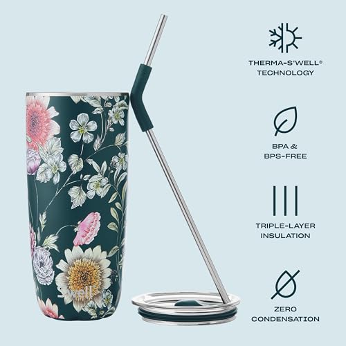 s-well-24-oz-stainless-steel-tumbler-with-straw-slide-open-lid-midnight-botanica image 7