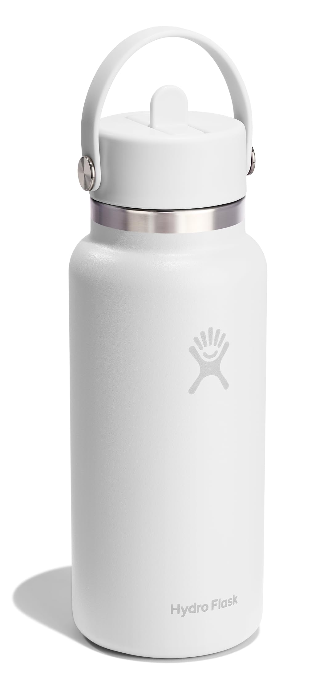 hydro-flask-32-oz-wide-mouth-water-bottle-with-flex-straw-lid-tonal-white image 2