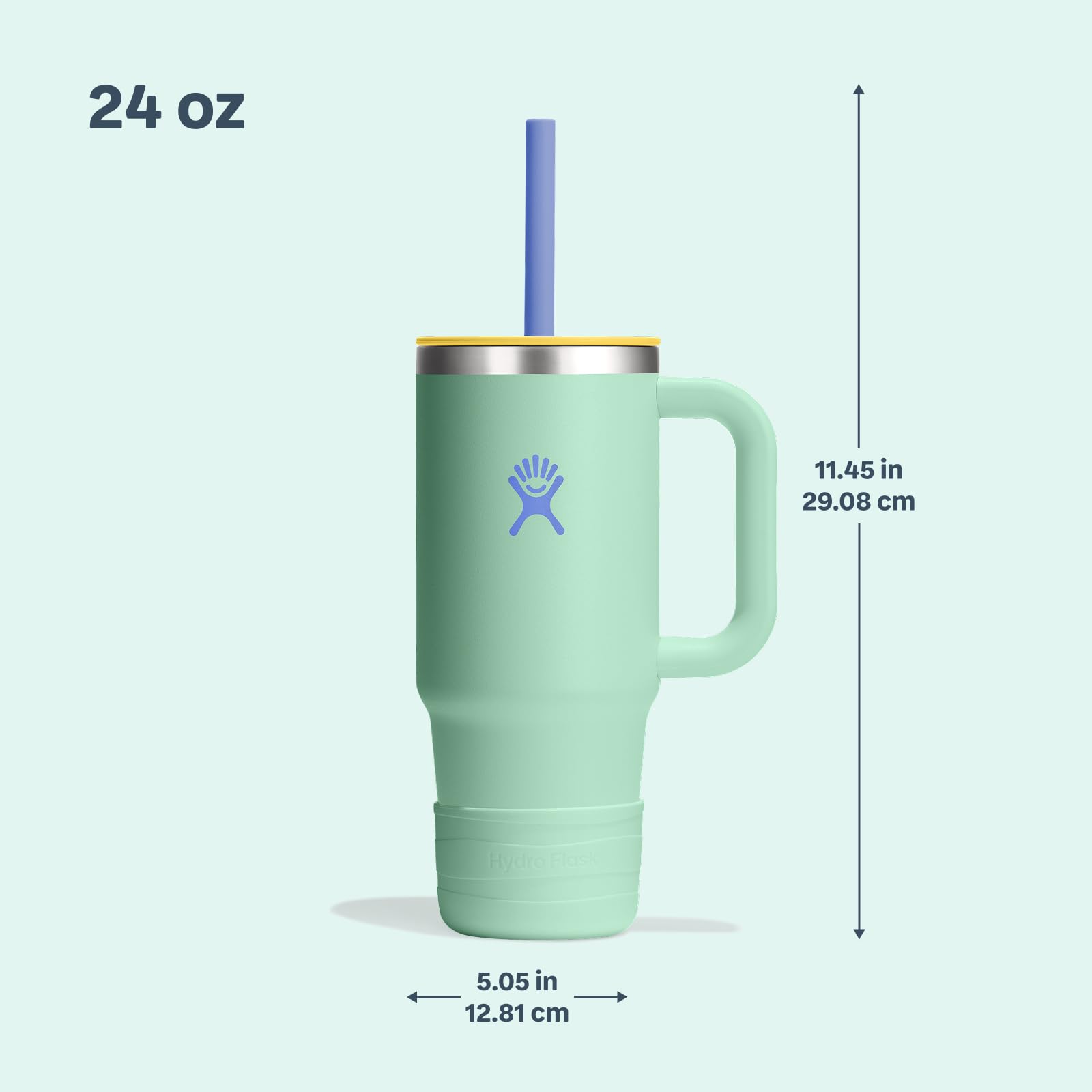 hydro-flask-kids-24-oz-travel-tumbler-with-handle-lid-and-straw-seedling-green image 2