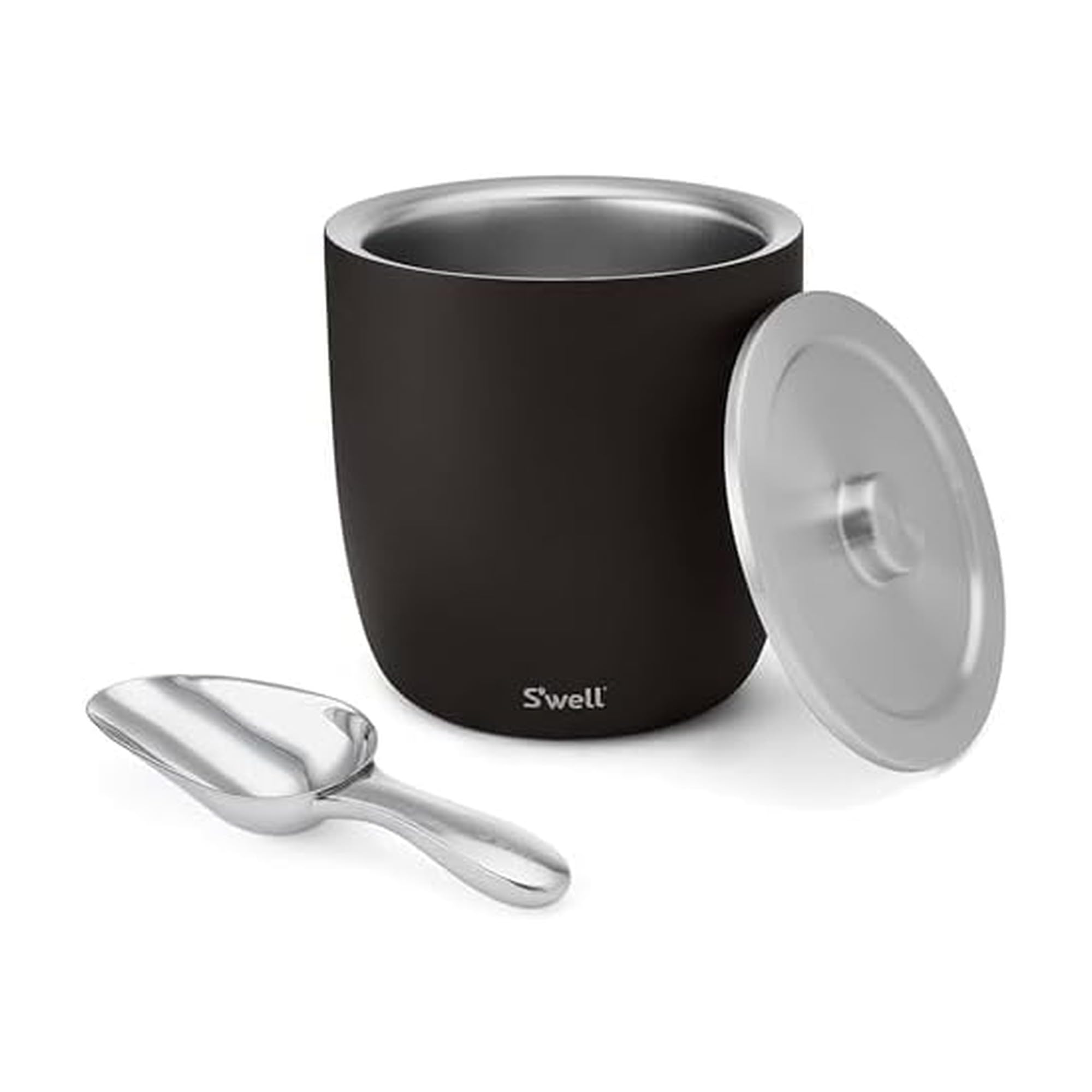s-well-stainless-steel-ice-bucket-xl-100oz-onyx-with-lid-and-scoop-vacuum-insula image 1