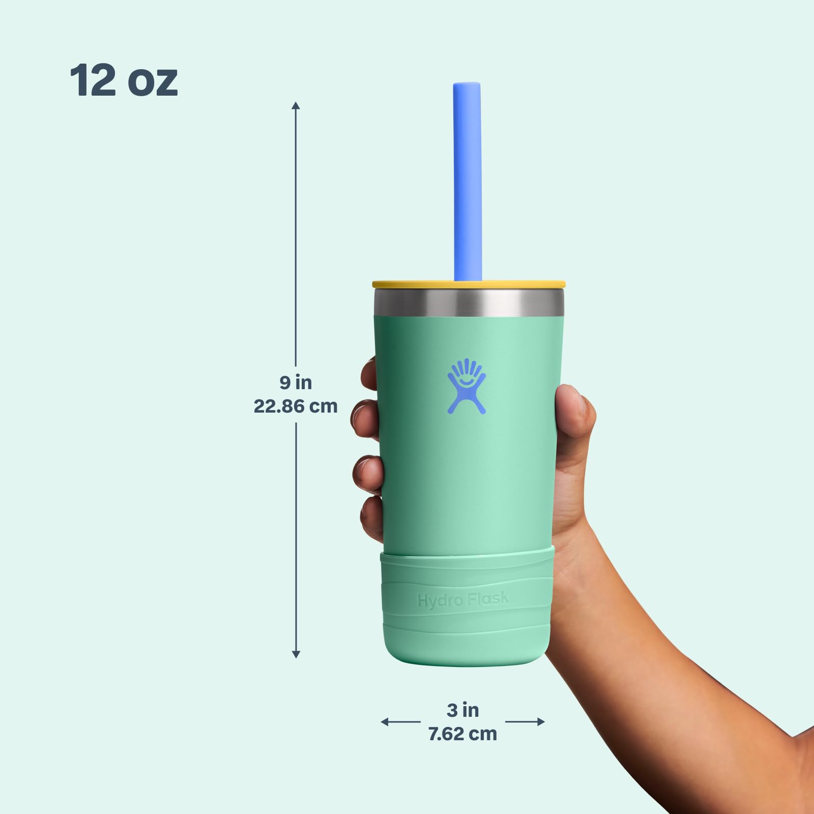 hydro-flask-kids-12-oz-tumbler-with-lid-and-straw-mermaid-green-insulated-stainl image 4
