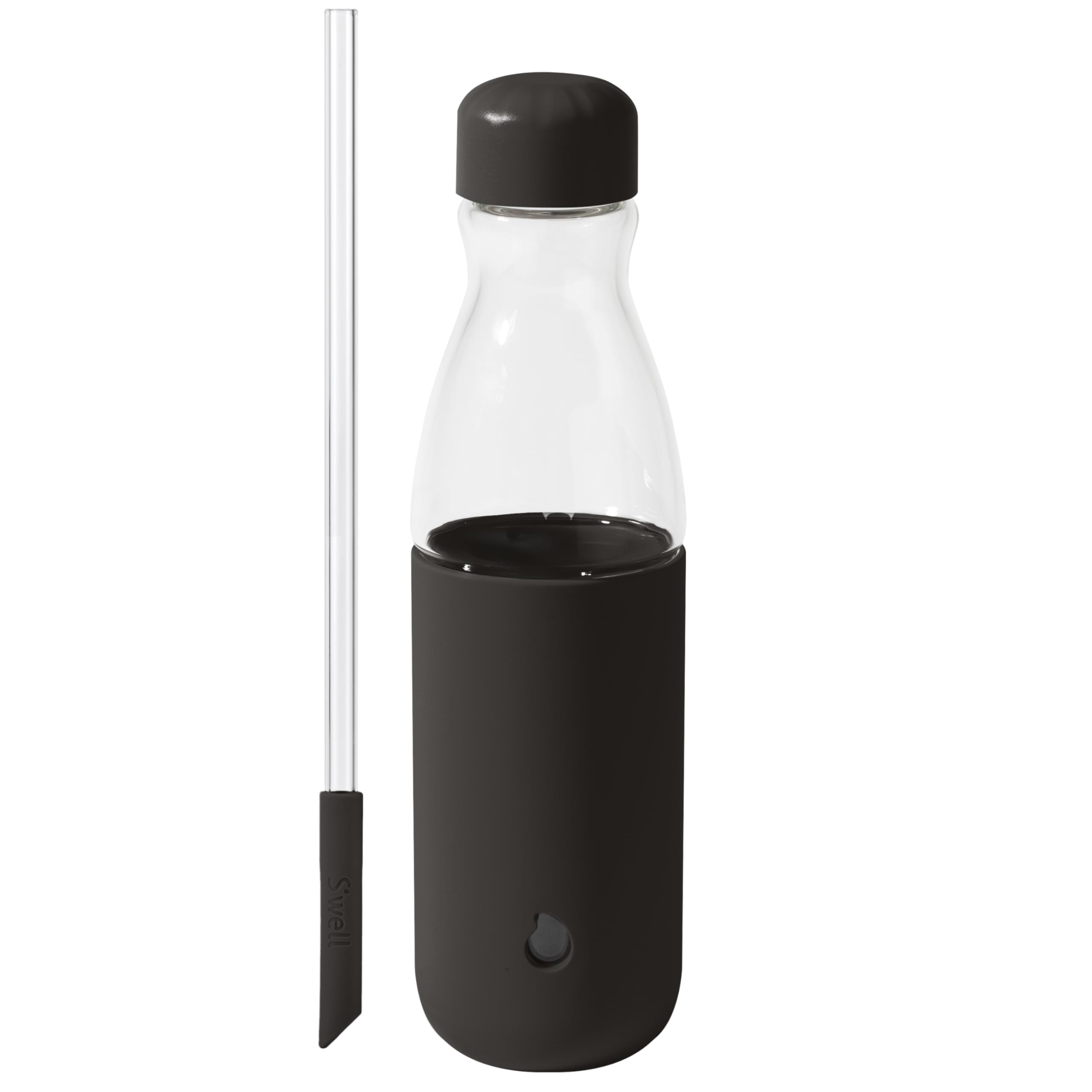 s-well-glass-original-18-oz-water-bottle-with-collapsible-glass-straw-onyx-boros image 1