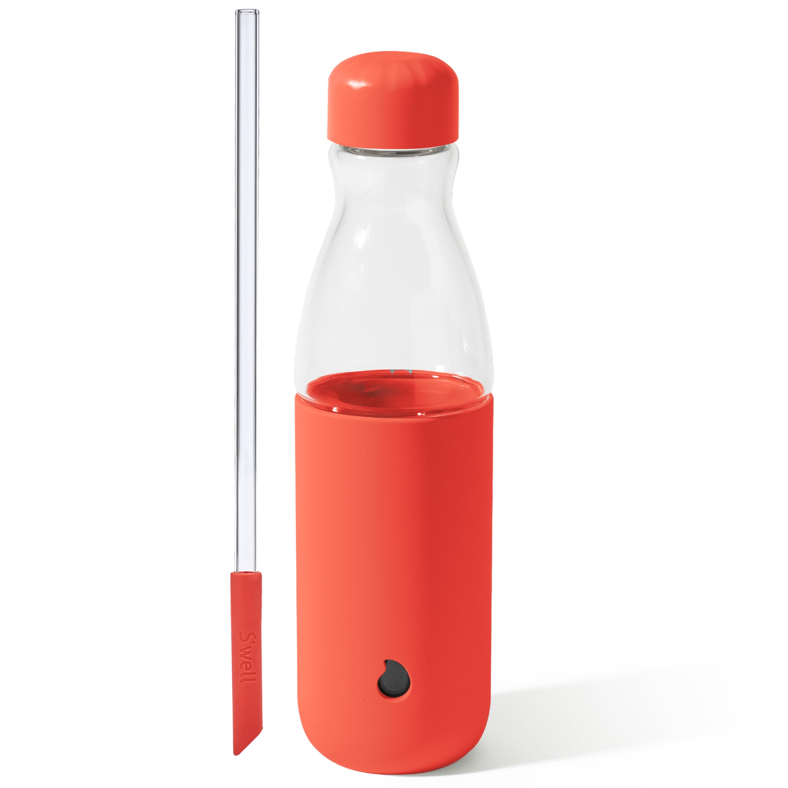 s-well-glass-original-water-bottle-with-straw-18oz-radiant-coral-borosilicate-gl image 1