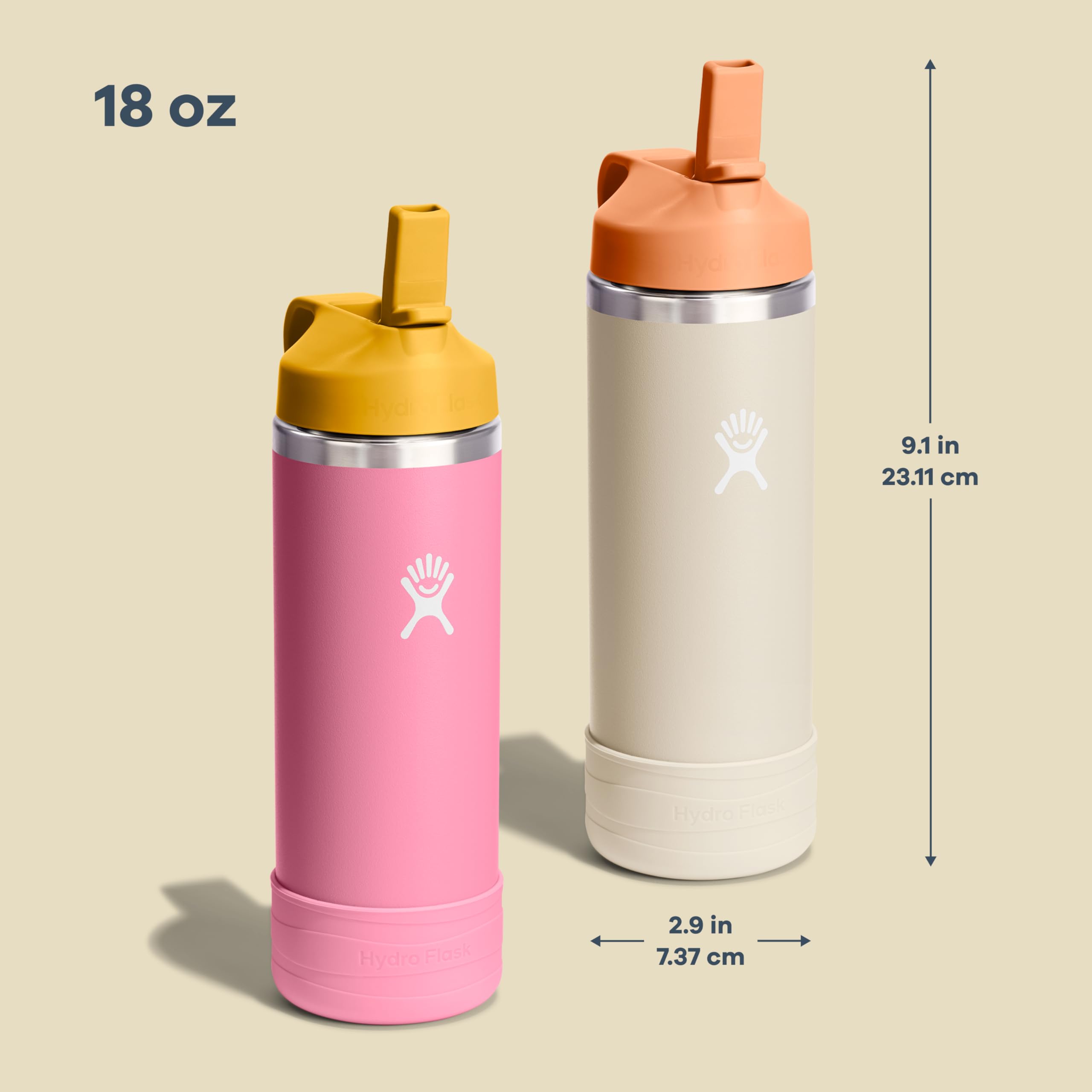 hydro-flask-kids-water-bottle-18-oz-insulated-stainless-steel-with-straw-cap-koa image 3