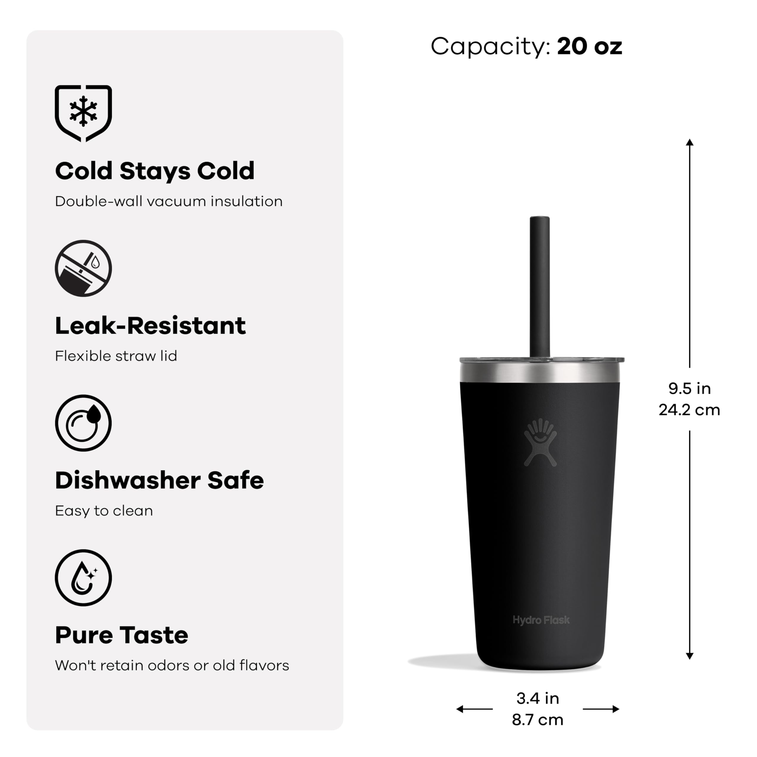 hydro-flask-20-oz-all-around-tumbler-with-clear-straw-lid-capri-blue image 3