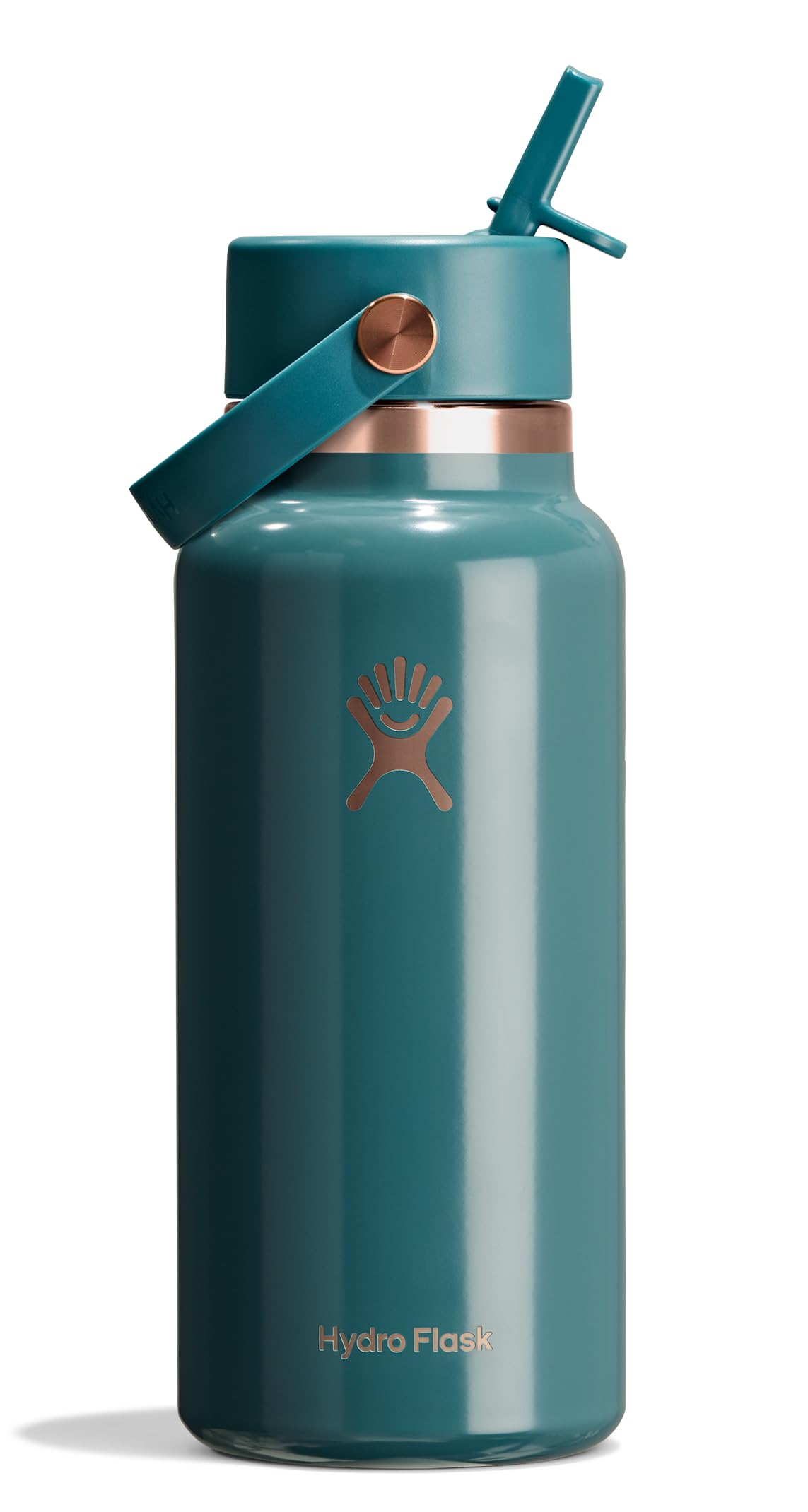 hydro-flask-wide-mouth-water-bottle-32-oz-sea-rose-gold-with-flex-straw-lid image 1