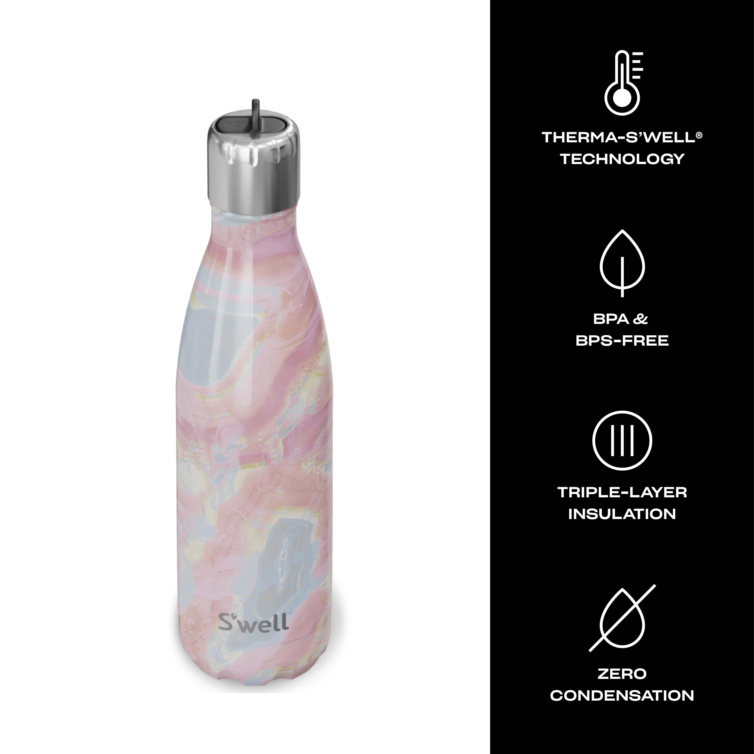 s-well-stainless-steel-water-bottle-with-flip-straw-cap-17oz-geode-rose image 3