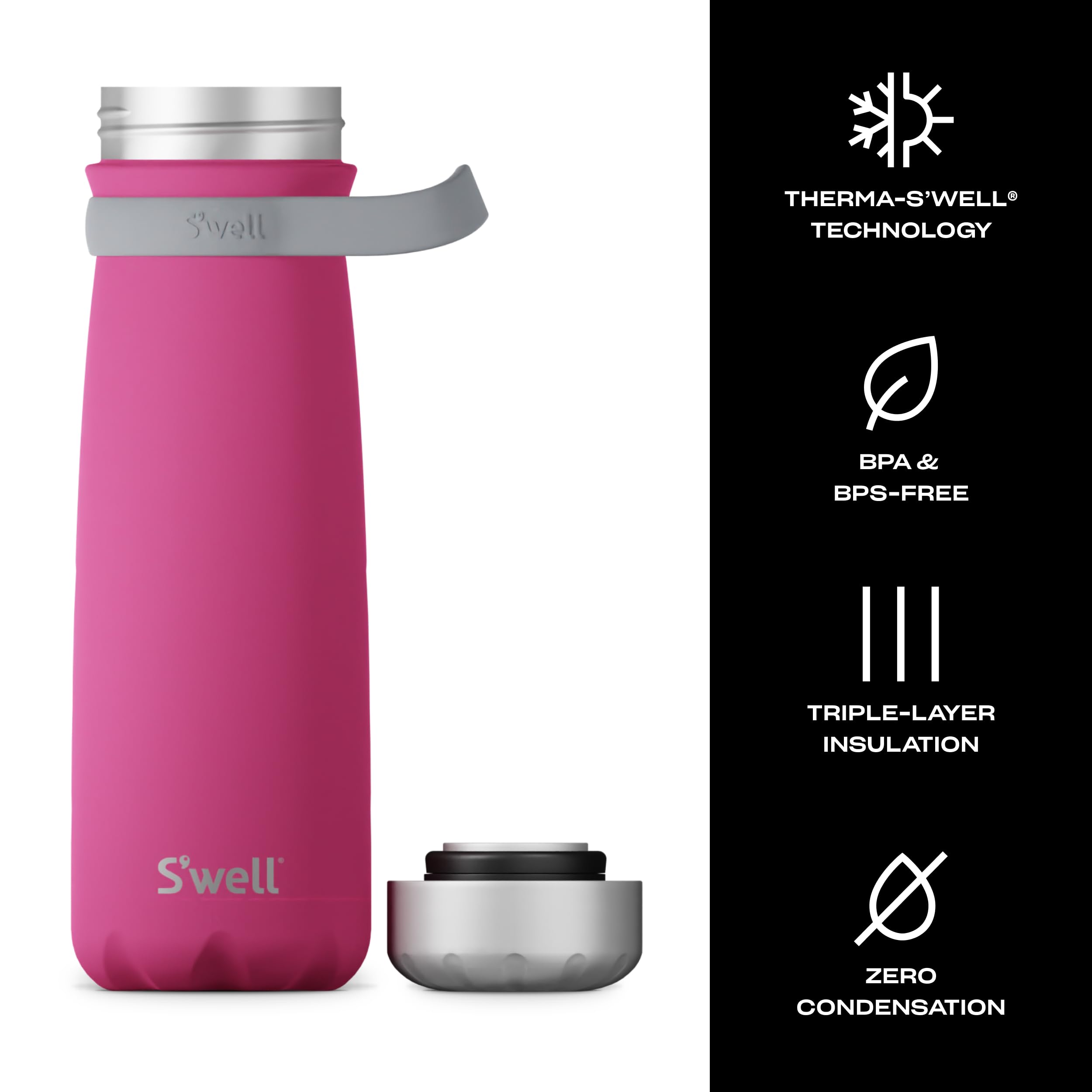s-well-stainless-steel-traveler-with-handle-24oz-azalea-pink-triple-layered-vacu image 3