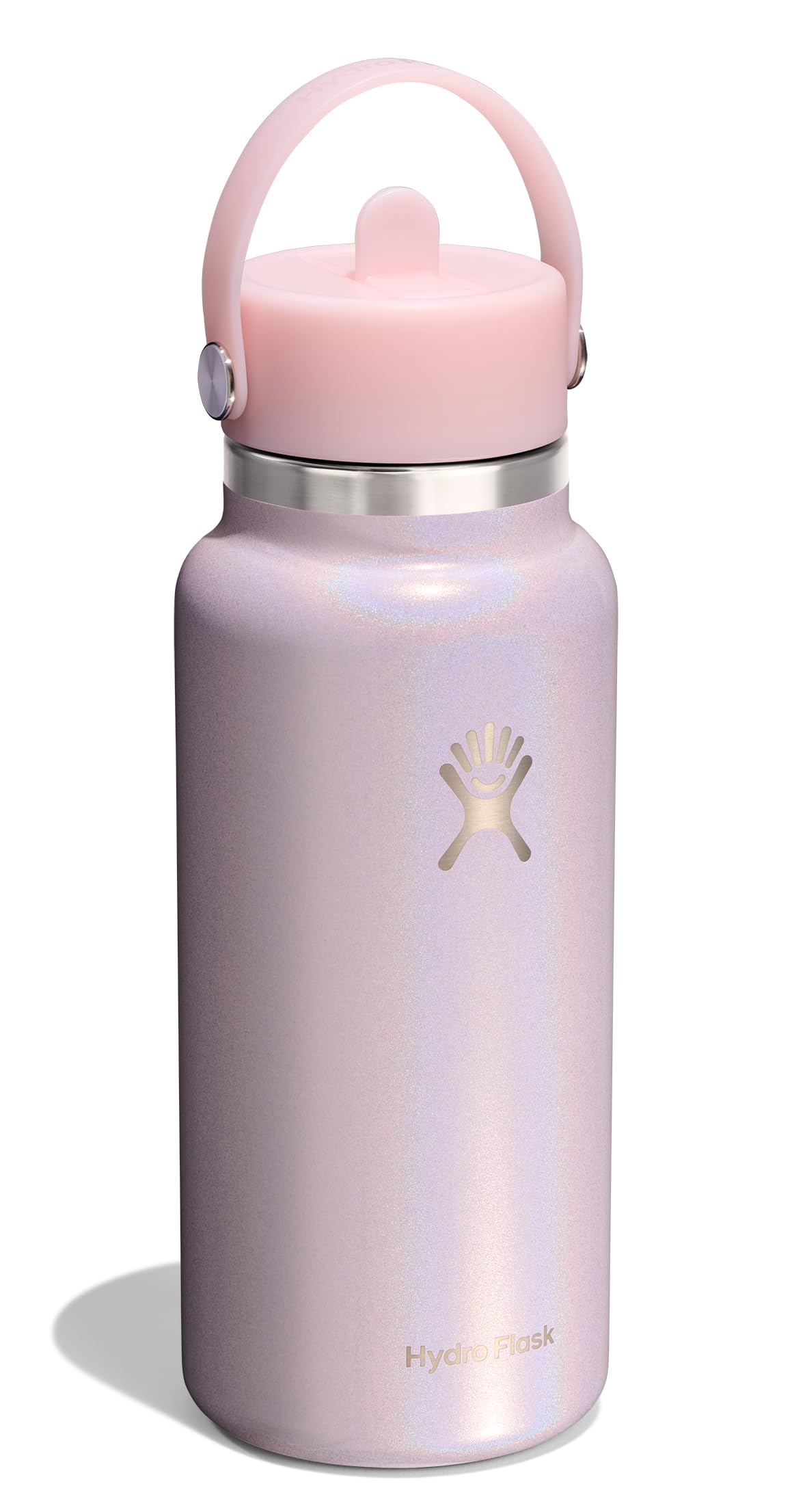 hydro-flask-24-oz-wide-mouth-bottle-with-flex-straw-cap-glimmer-cream-insulated- image 2