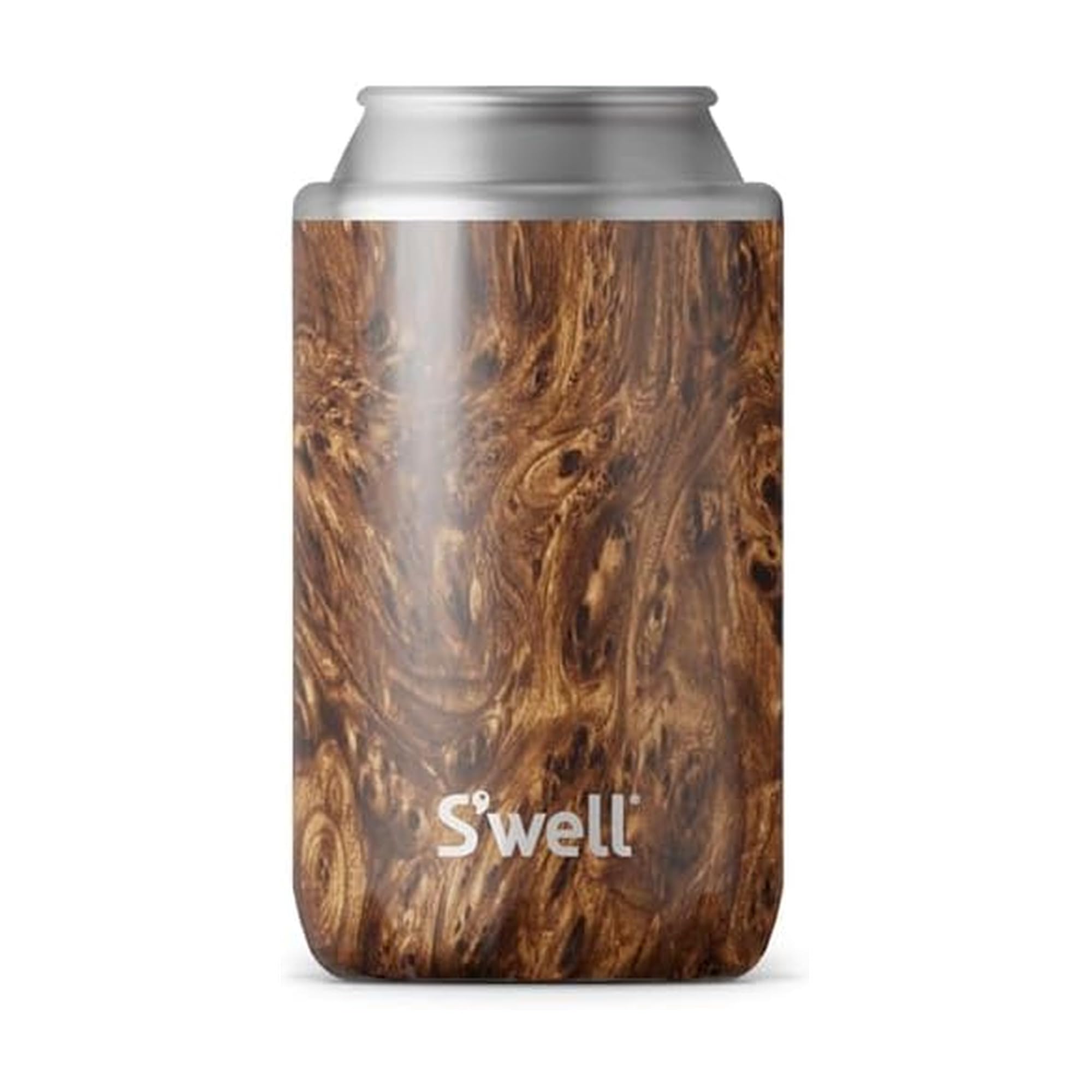 s-well-stainless-steel-drink-chiller-for-12oz-cans-bottles-teakwood-triple-layer image 1