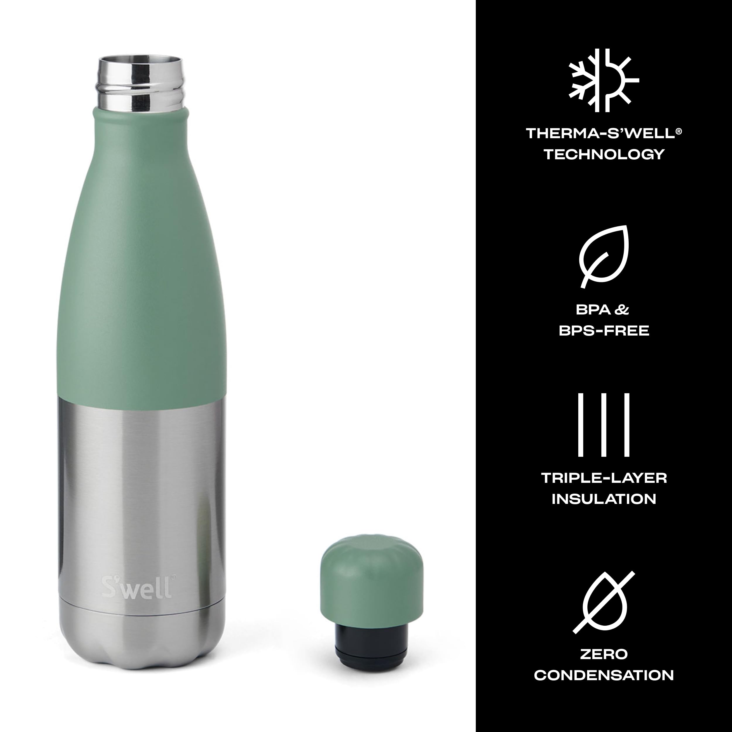 s-well-stainless-steel-water-bottle-17oz-matcha-silver-lining image 3