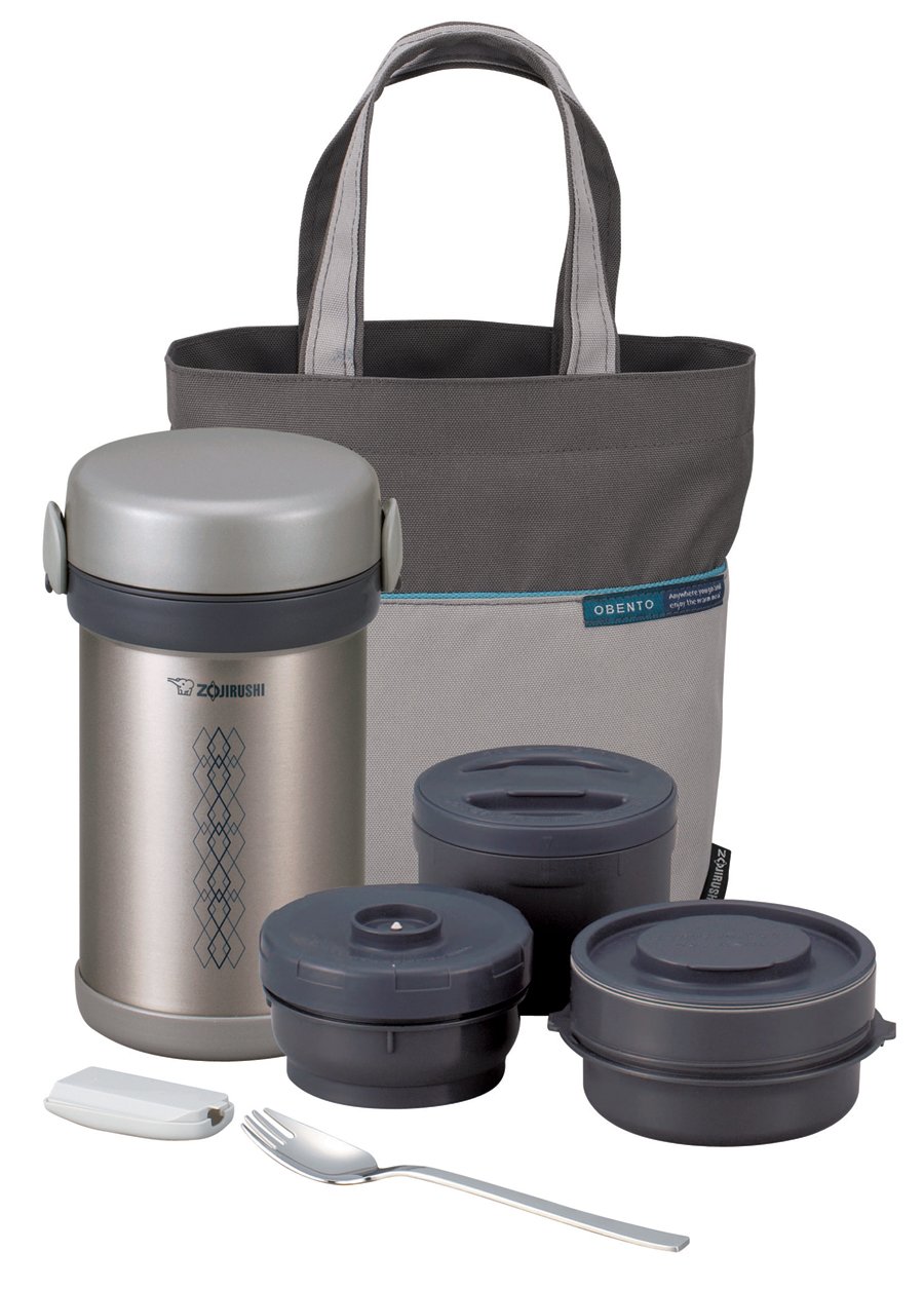 zojirushi-sl-nce09-ms-bento-stainless-steel-vacuum-lunch-jar-28-5-oz-with-3-bowl image 1