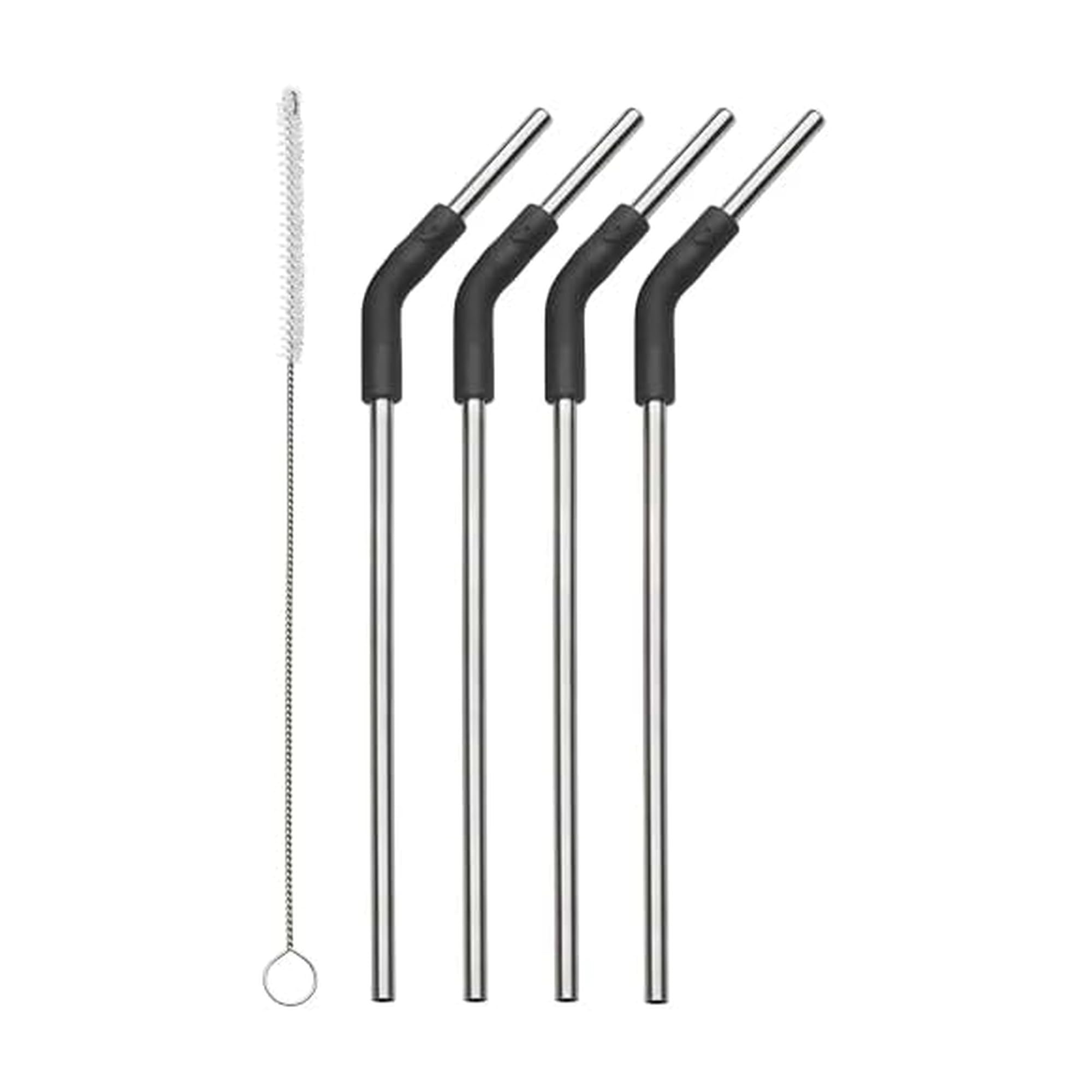 s-well-stainless-steel-straw-set-4-straws-with-flexi-neck-and-cleaning-brush-bpa image 1