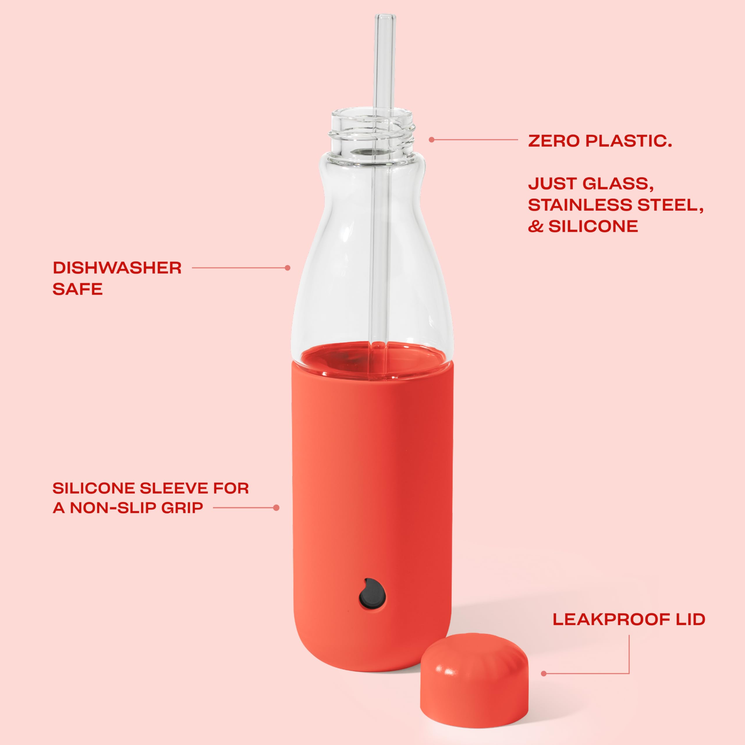 s-well-glass-original-water-bottle-with-straw-18oz-radiant-coral-borosilicate-gl image 3