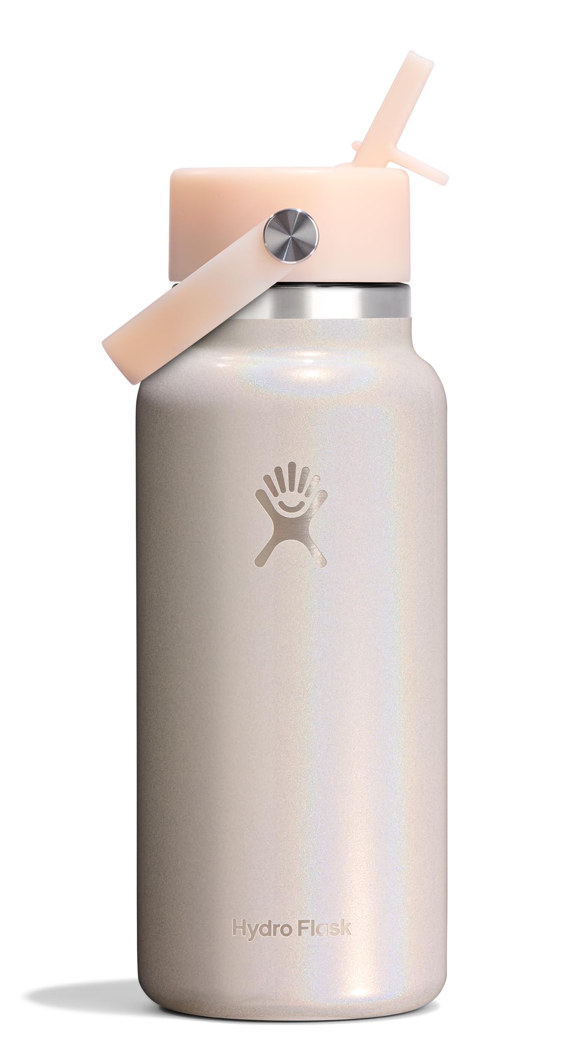 hydro-flask-24-oz-wide-mouth-bottle-with-flex-straw-cap-glimmer-cream-insulated- image 1