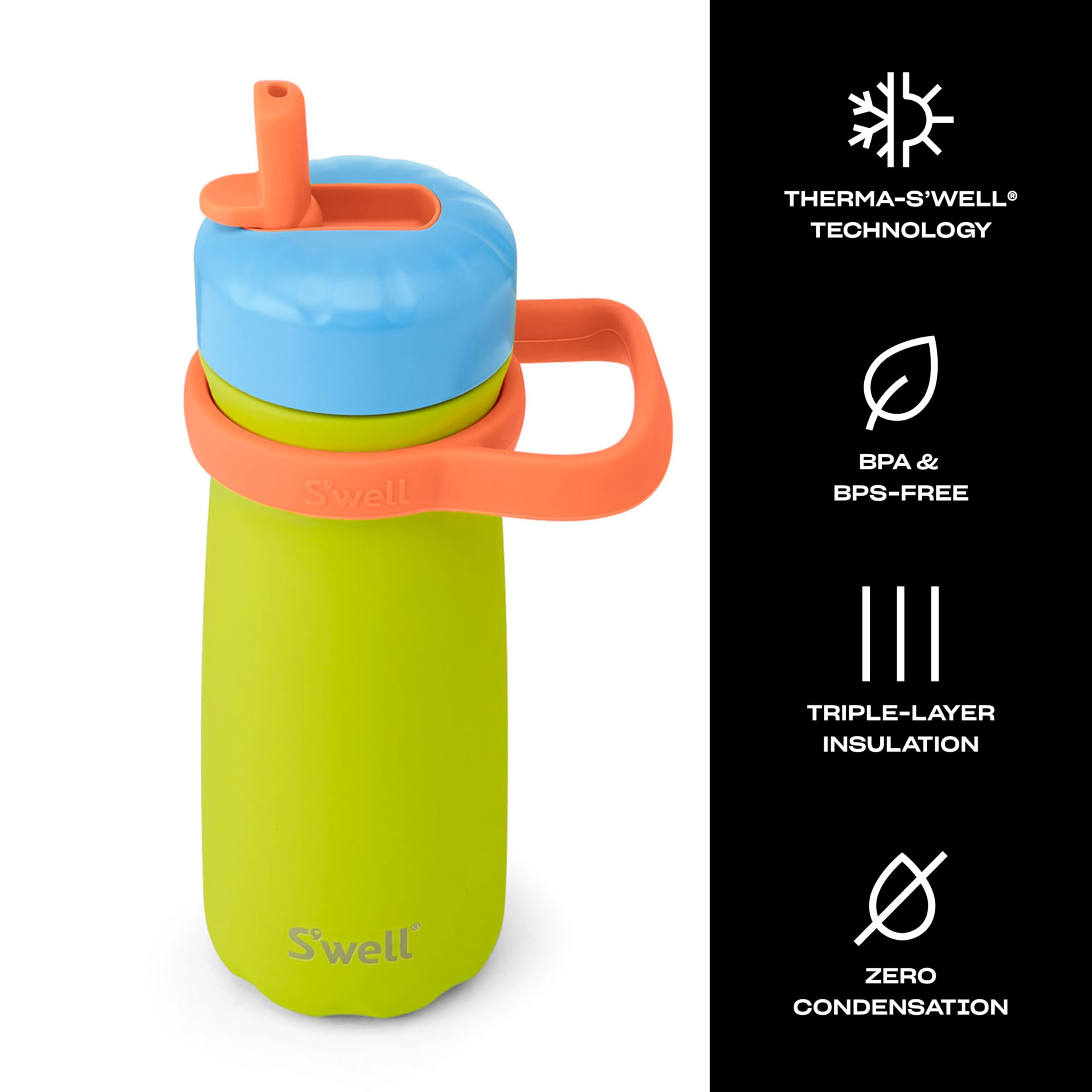 s-well-kids-traveler-16oz-stainless-steel-water-bottle-with-flip-straw-lid-lime- image 3