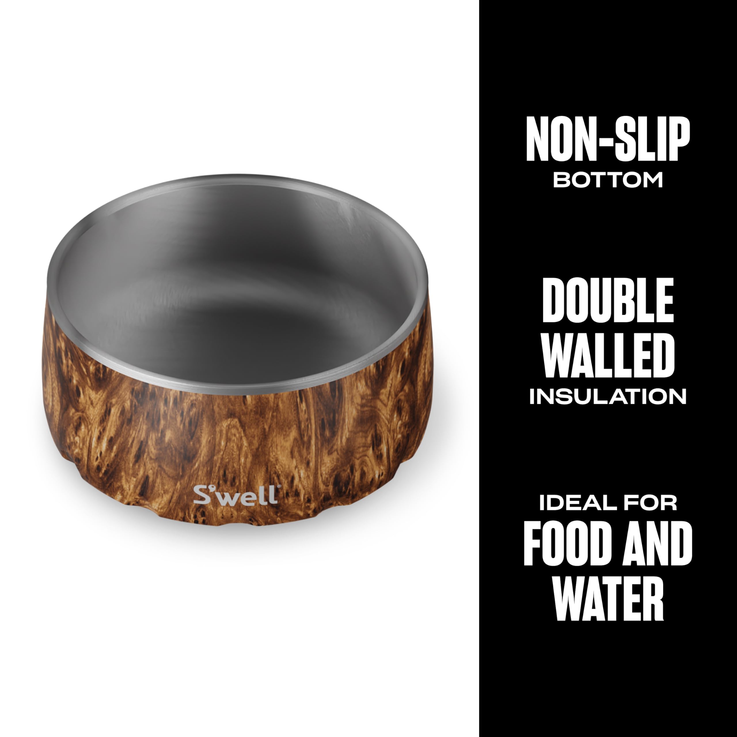 s-well-stainless-steel-pet-bowl-32oz-teakwood-non-slip-dishwasher-safe-for-small image 3