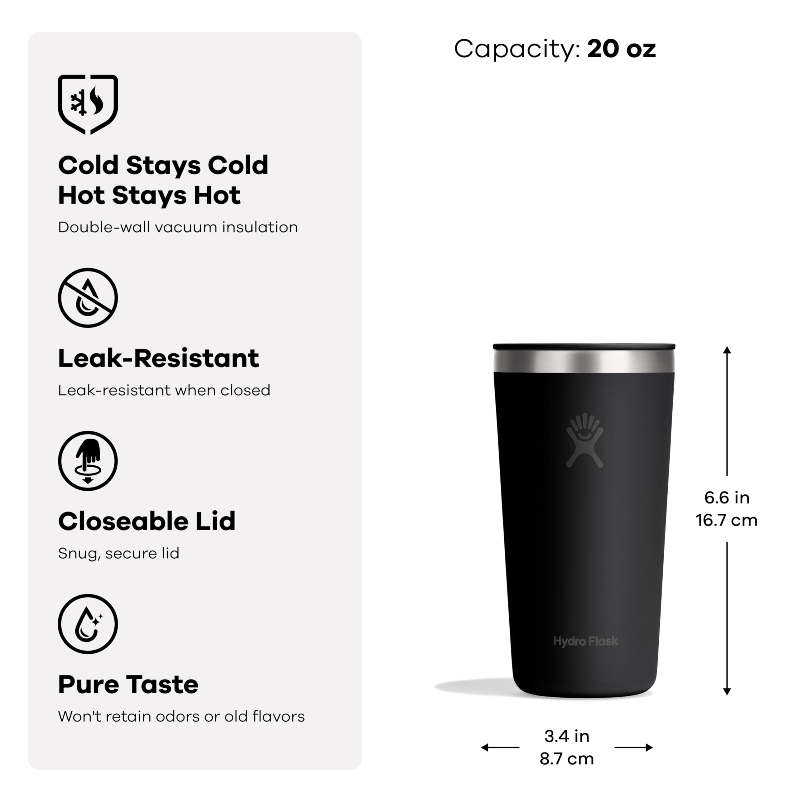hydro-flask-all-around-tumbler-20-oz-shale-gray-press-in-lid-insulated-travel-mu image 3