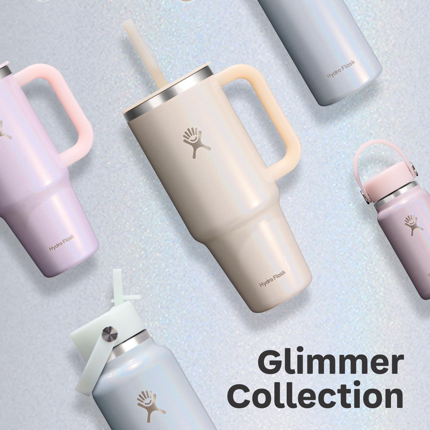 hydro-flask-24-oz-wide-mouth-bottle-with-flex-straw-cap-glimmer-cream-insulated- image 3