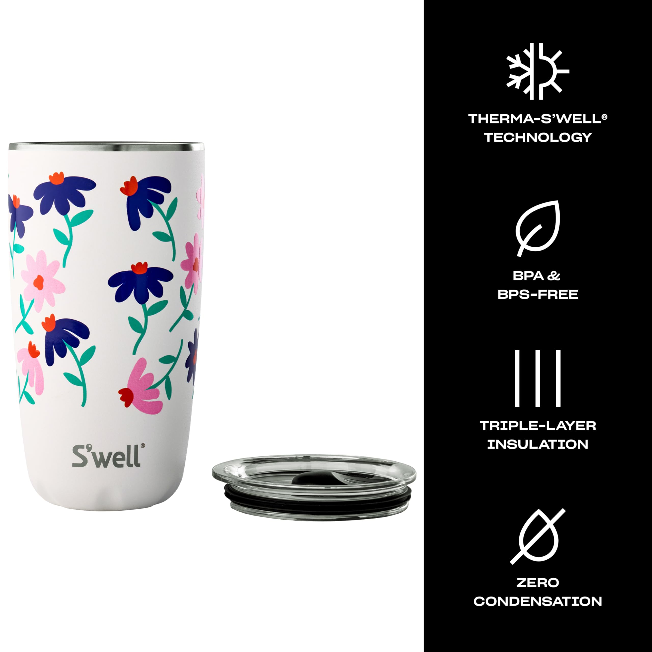 s-well-stainless-steel-tumbler-with-slide-open-lid-18oz-navy-daisy-triple-layere image 3