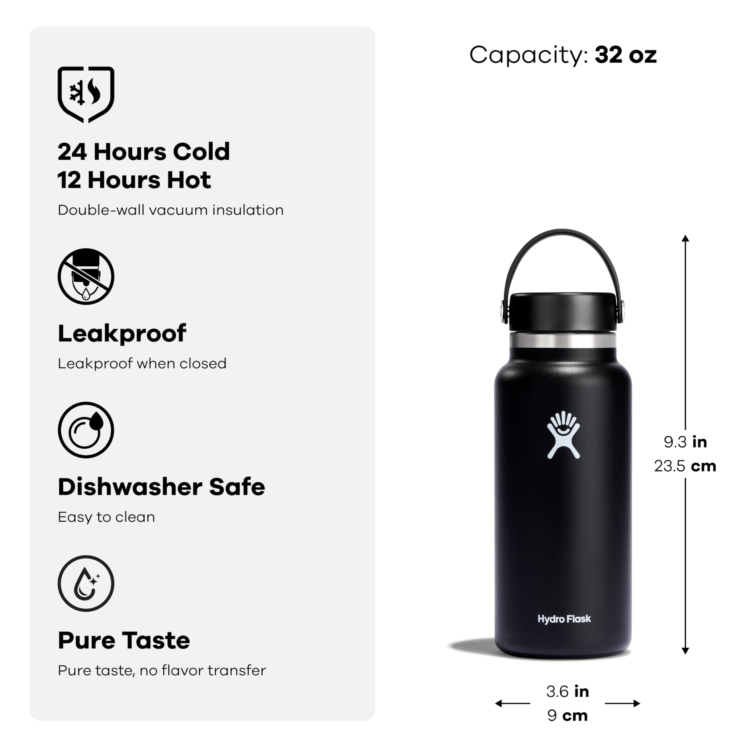 hydro-flask-wide-mouth-32-oz-insulated-stainless-steel-water-bottle-leakproof-fl image 4