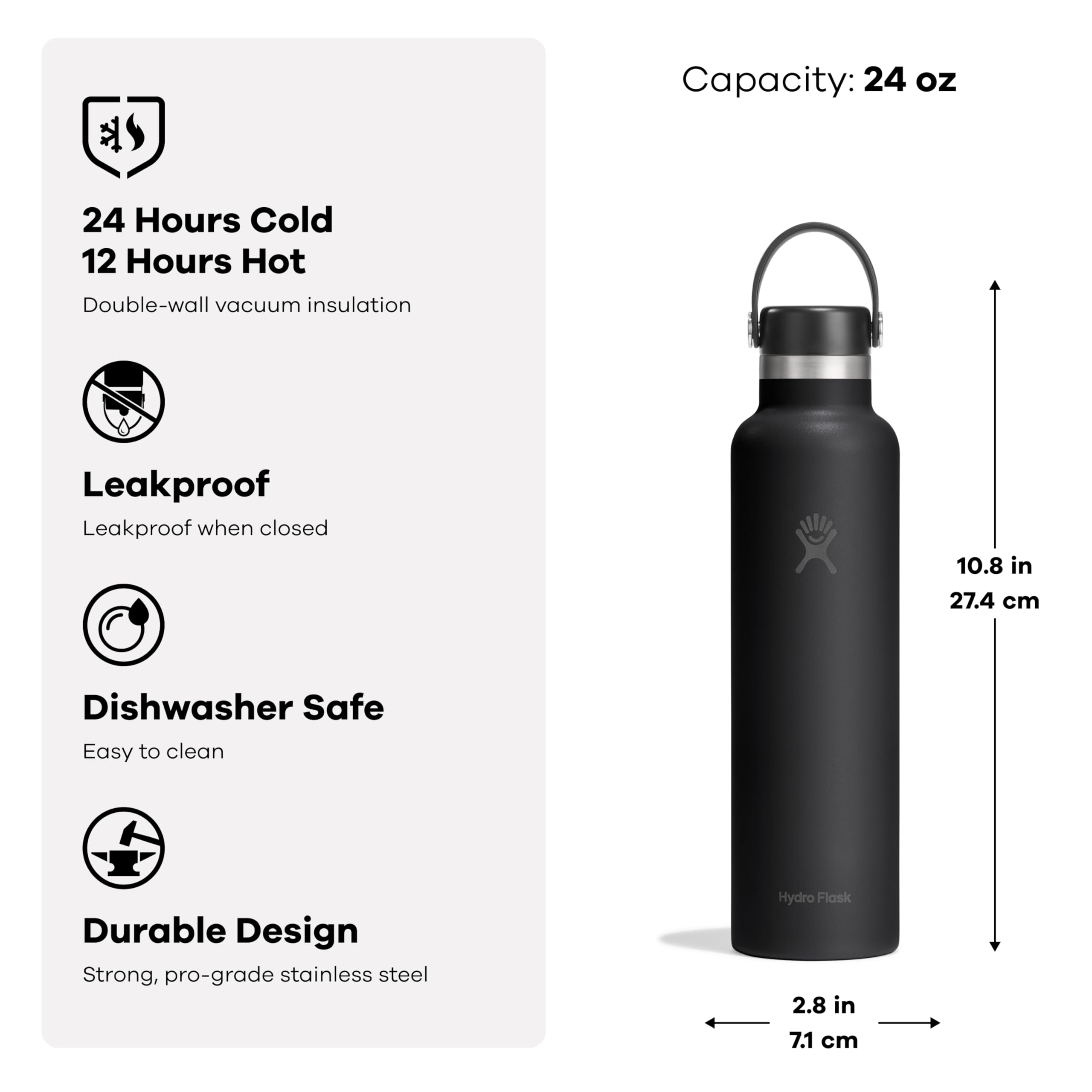 hydro-flask-standard-mouth-water-bottle-24-oz-tonal-white-insulated-stainless-st image 3