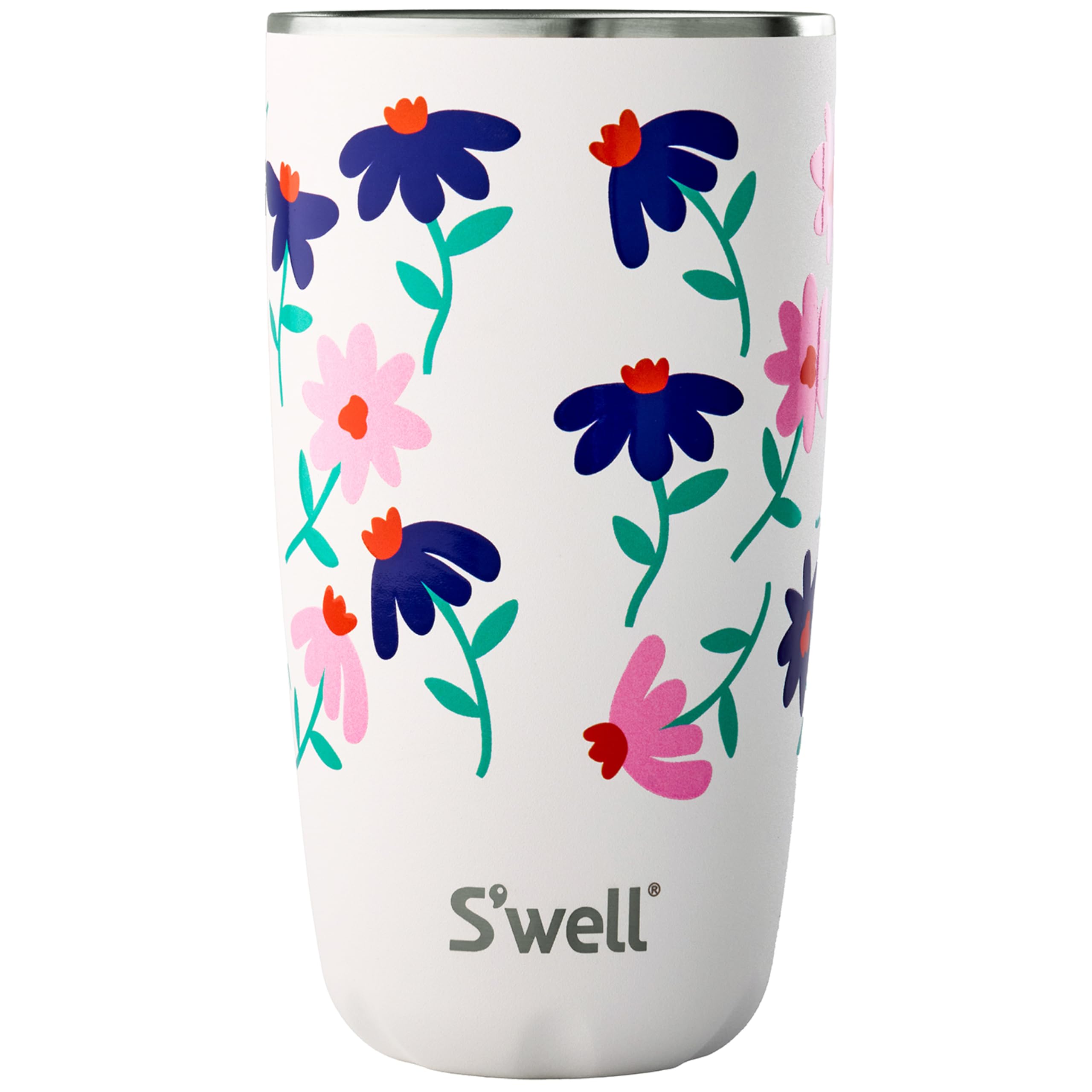 s-well-stainless-steel-tumbler-with-slide-open-lid-18oz-navy-daisy-triple-layere image 1