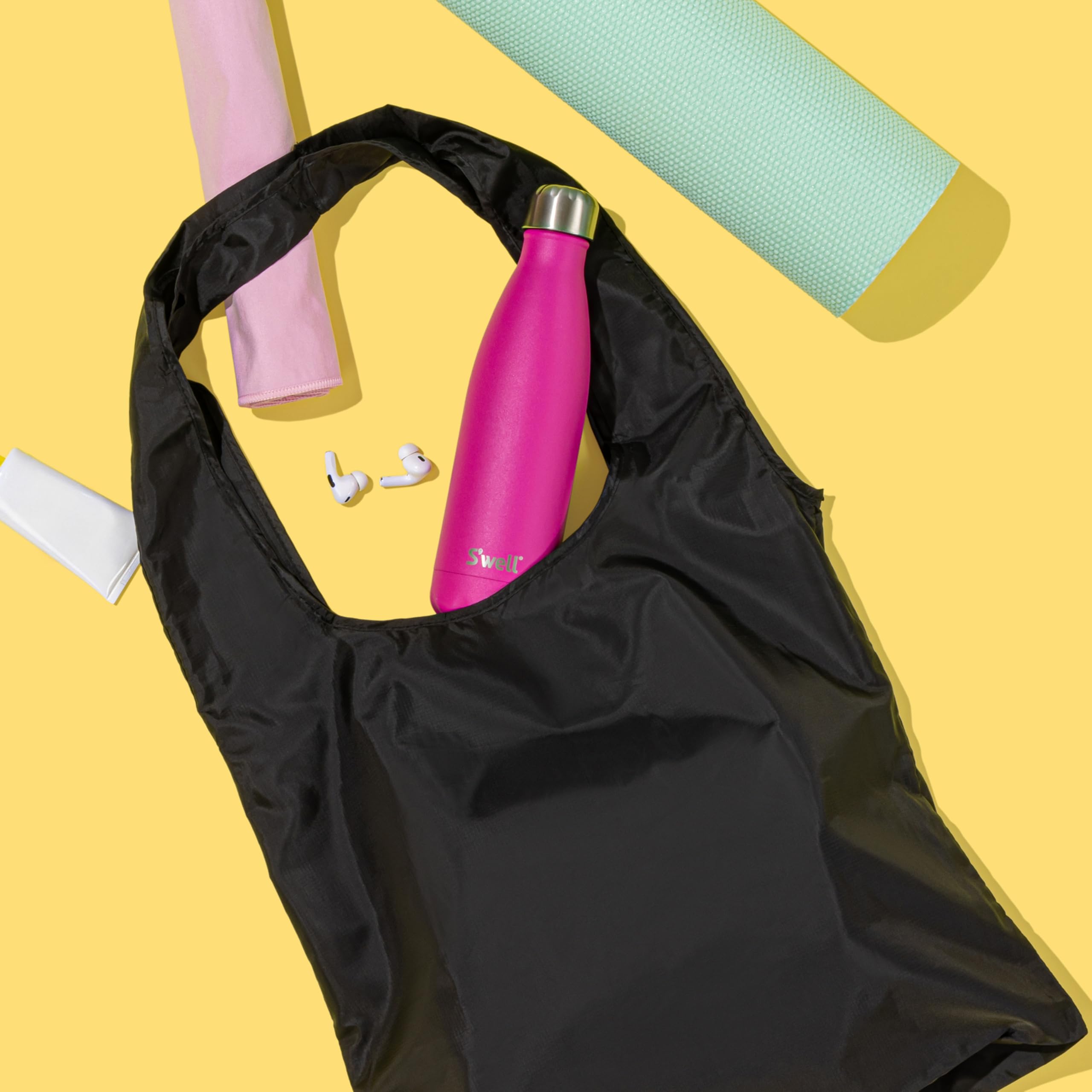 s-well-droplet-tote-onyx-speckle-reusable-and-packable-tote-bag-with-silicone-ca image 2