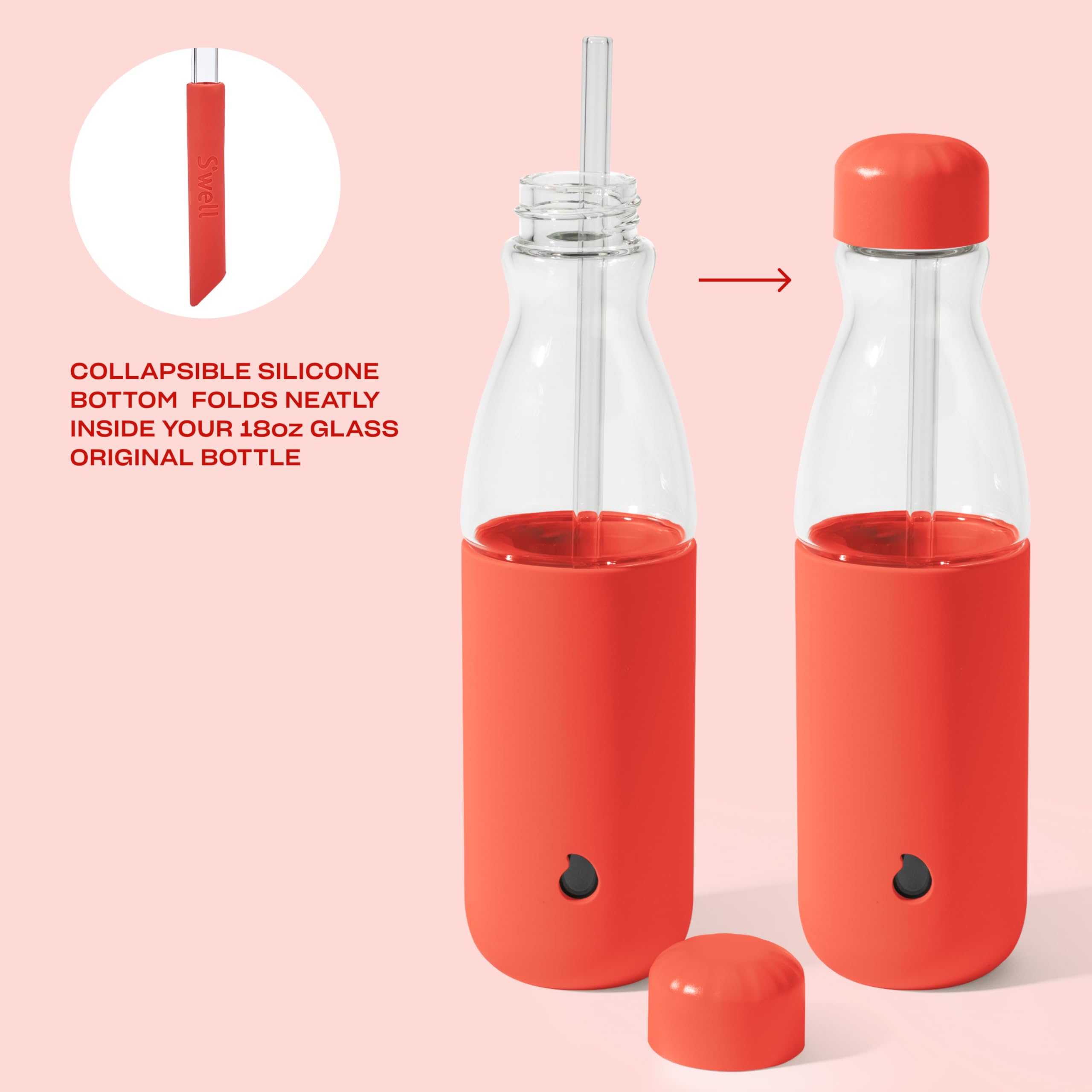 s-well-glass-original-water-bottle-with-straw-18oz-radiant-coral-borosilicate-gl image 4