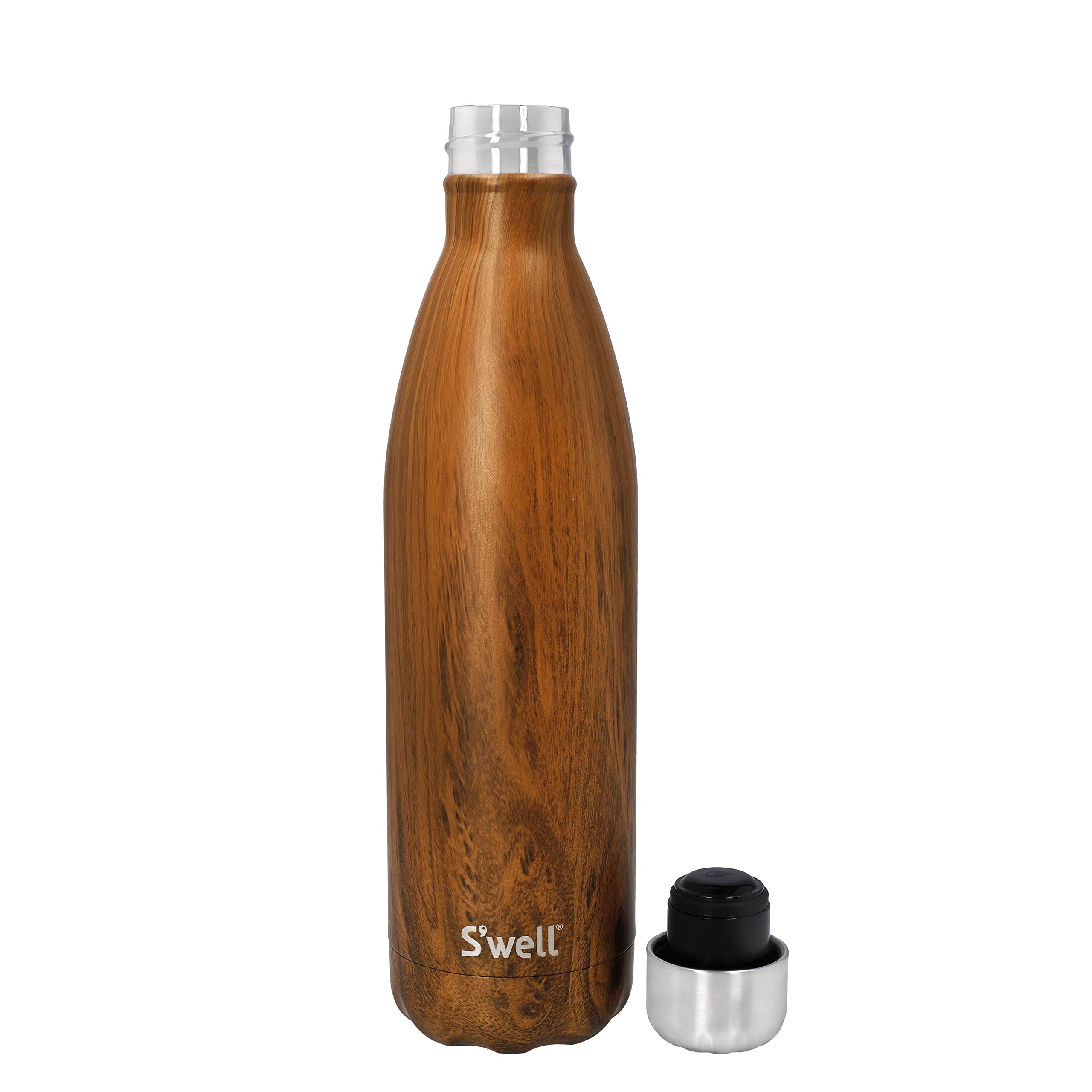 s-well-stainless-steel-reusable-water-bottle-750ml-teakwood-triple-insulated-lea image 3