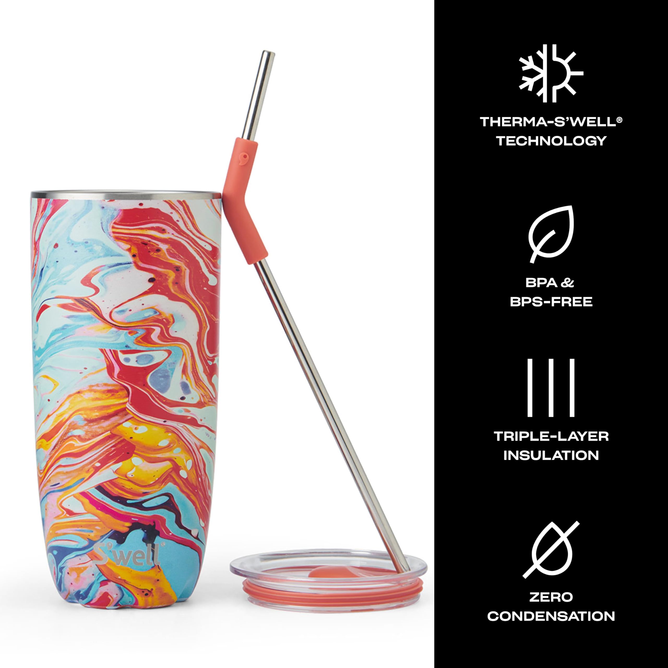 s-well-stainless-steel-tumbler-with-straw-and-slide-open-lid-24oz-marble-swirl image 3