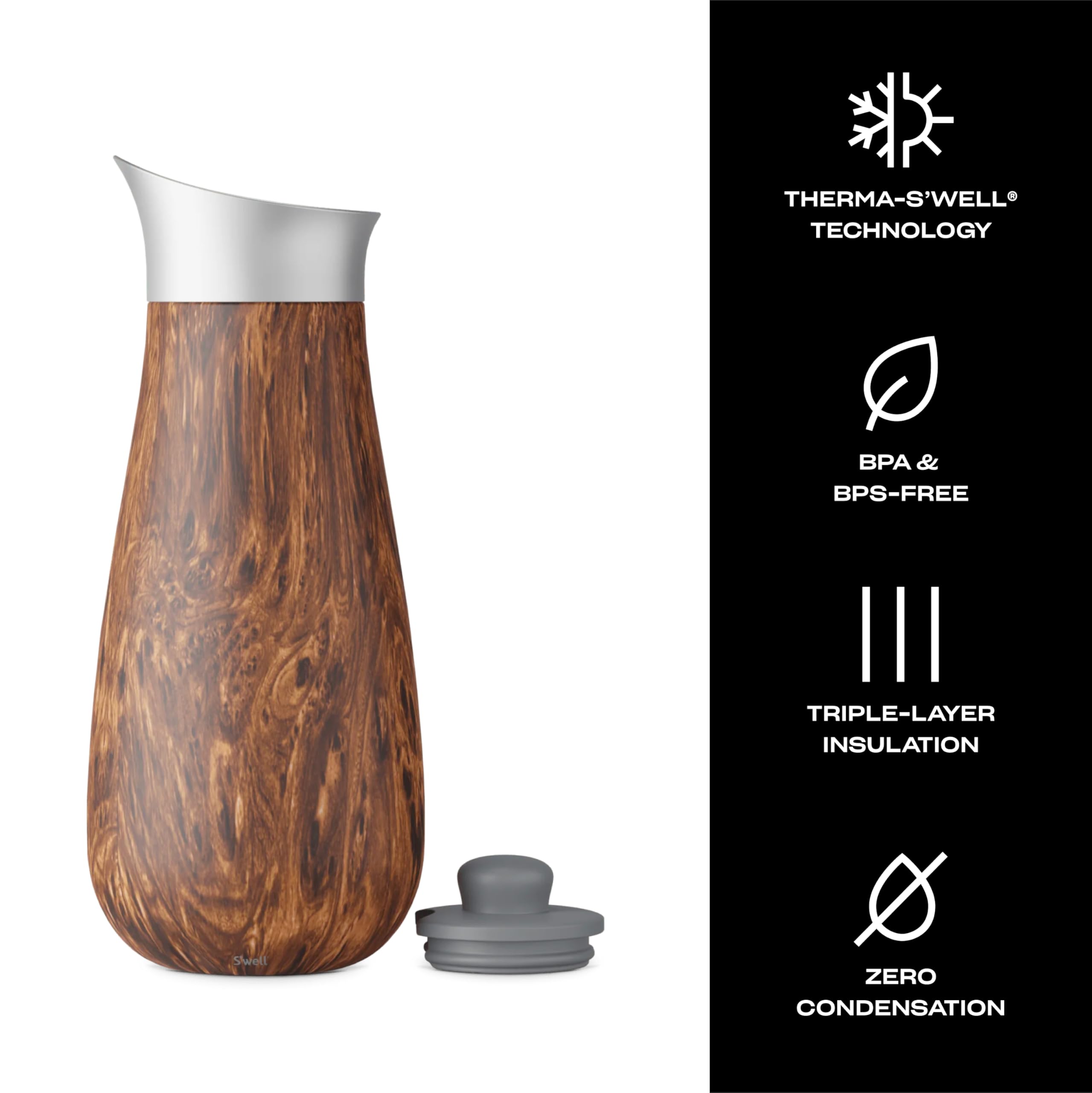 s-well-stainless-steel-carafe-with-silicone-lid-1-5l-teakwood image 3
