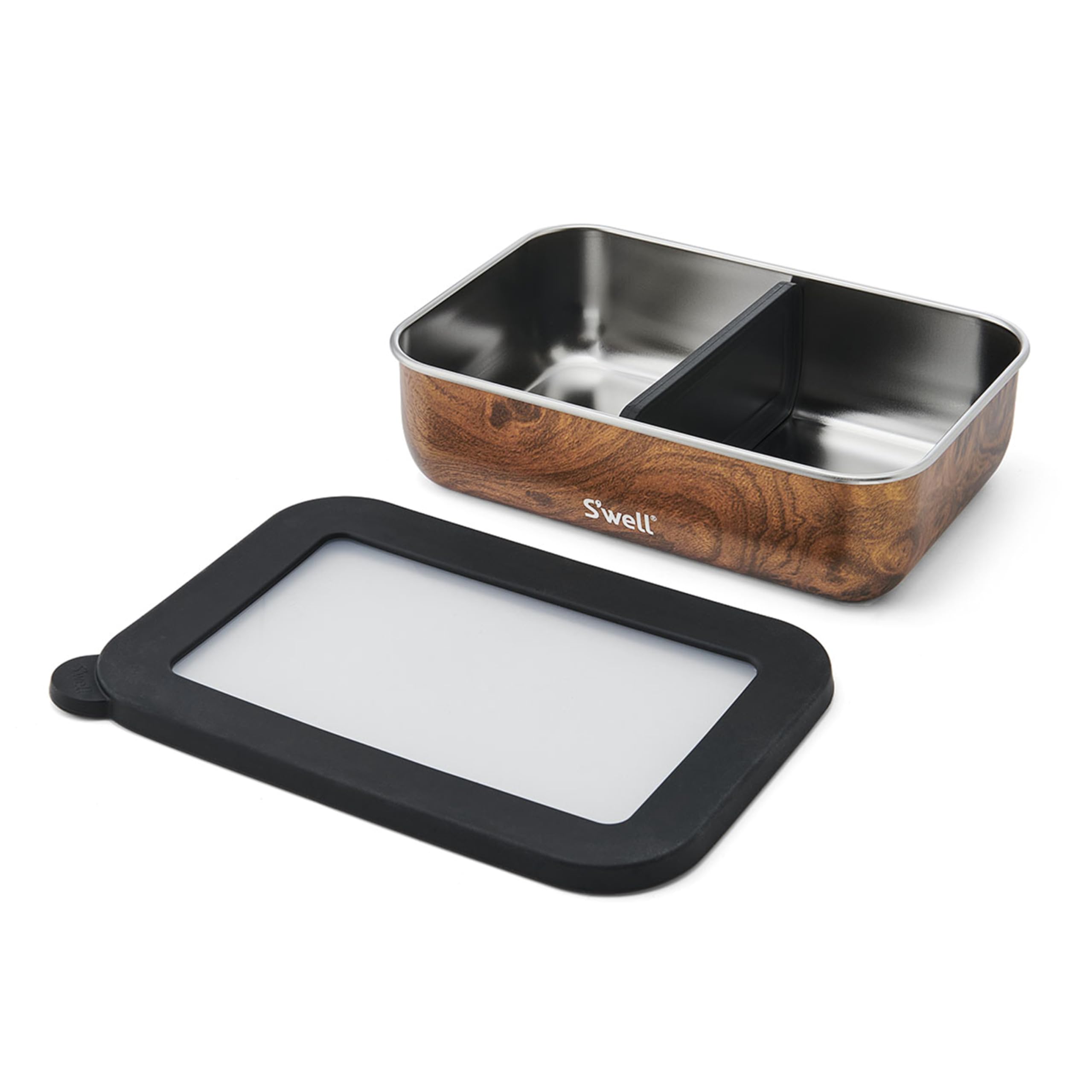 s-well-stainless-steel-bento-box-with-removable-divider-teakwood image 3