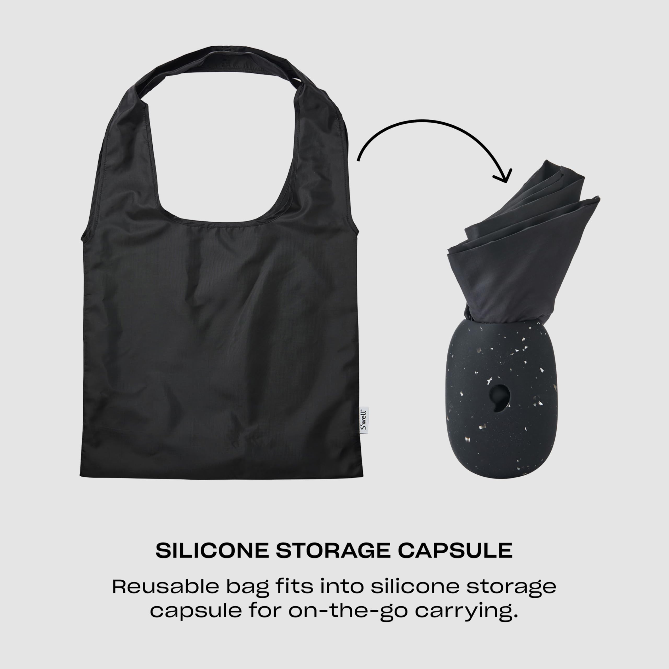 s-well-droplet-tote-onyx-speckle-reusable-and-packable-tote-bag-with-silicone-ca image 3