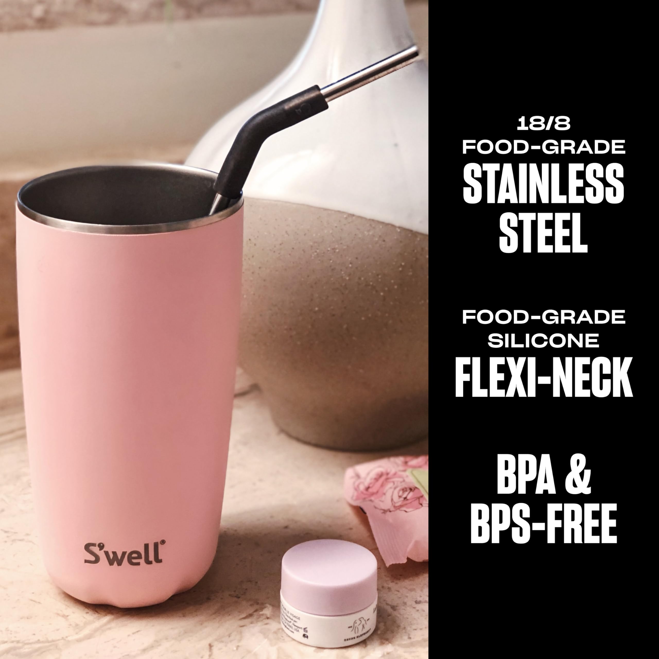 s-well-stainless-steel-straw-set-4-straws-with-flexi-neck-and-cleaning-brush-bpa image 3